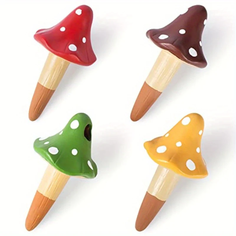 20-Pack Mushroom-Shaped Self-Watering Spikes - Terracotta Clay Automatic Drip Irrigation Globes for Indoor\u002FOutdoor Plants, Slow-Release Watering Stakes with Cute Decorative Design (Red, Green, Brown, Yellow), Watering System for Plants